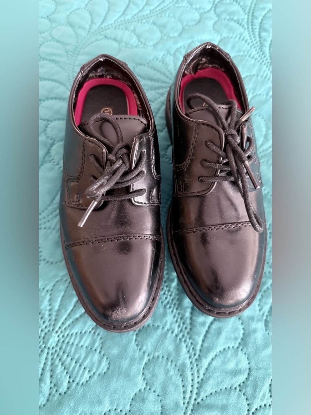 Boy’s Black Dress Shoes with Pink Lining